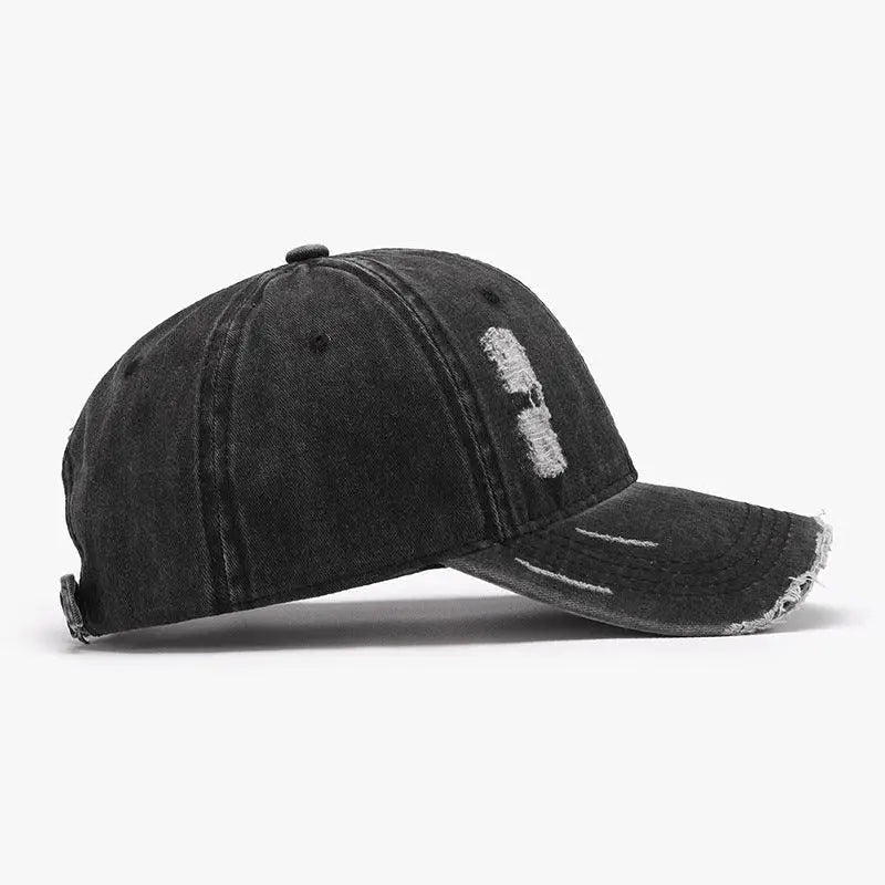 Vintage-Inspired Distressed Adjustable Cotton Baseball Cap