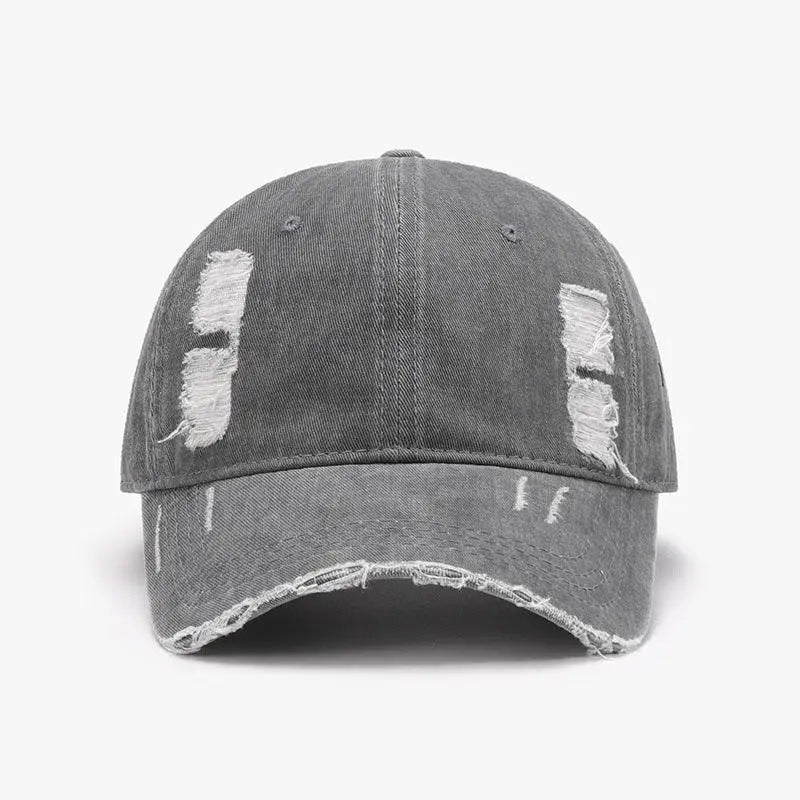 Vintage-Inspired Distressed Adjustable Cotton Baseball Cap