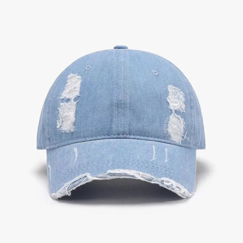 Vintage-Inspired Distressed Adjustable Cotton Baseball Cap