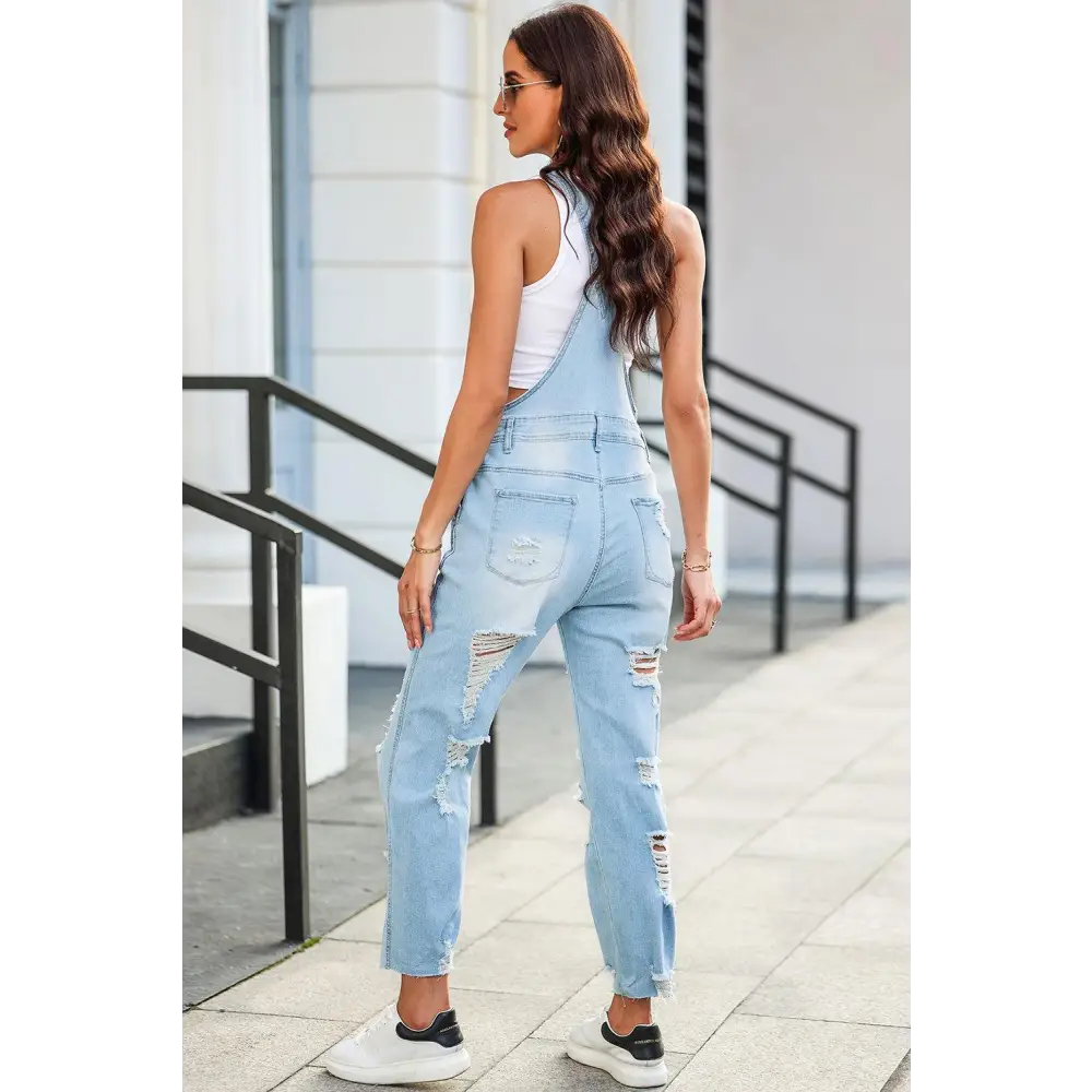 Edgy Distressed Denim Overalls with Original Tags