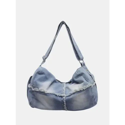 Distressed Denim Raw Hem Gradient Crossbody Bag - Unique and Stylish