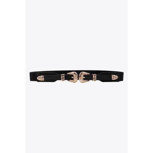 Double Buckle Elastic Belt - CM Fashion