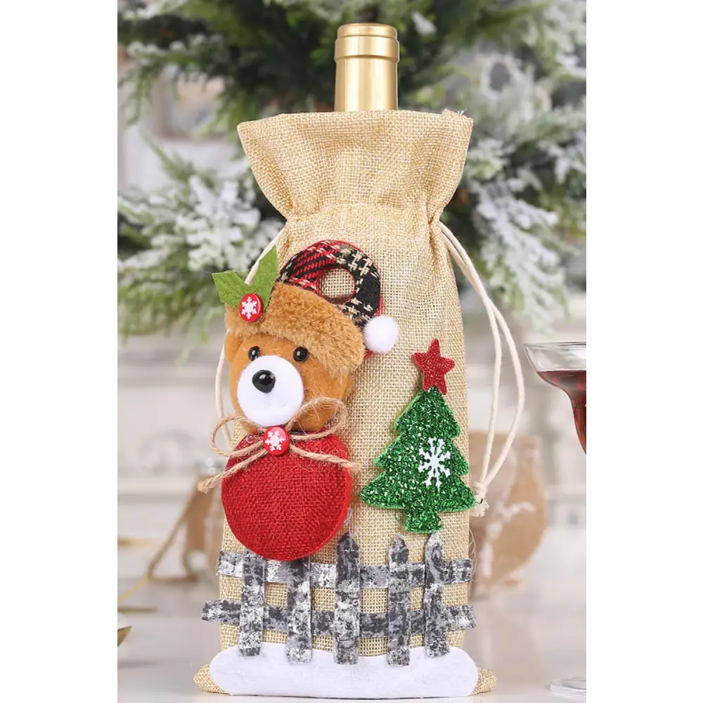 Drawstring Christmas Wine Bottle Covers