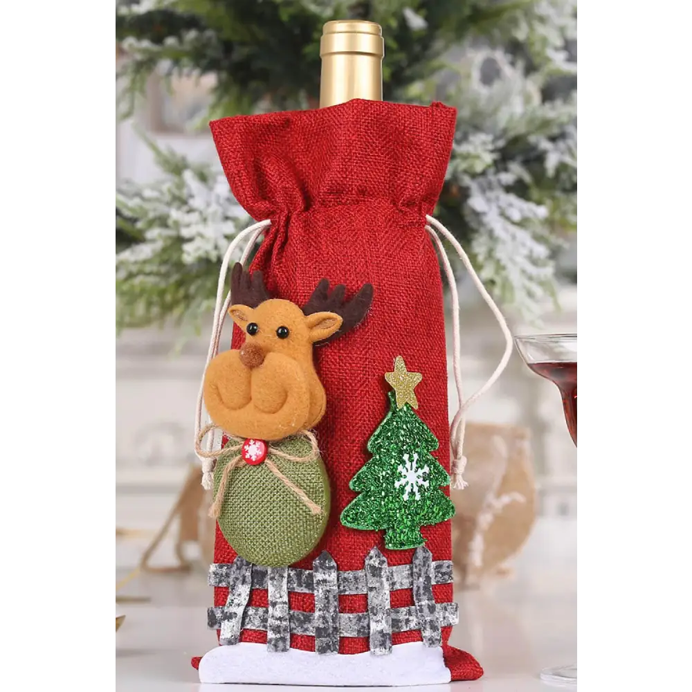 Drawstring Christmas Wine Bottle Covers