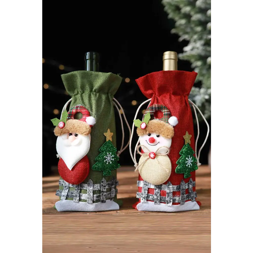 Drawstring Christmas Wine Bottle Covers