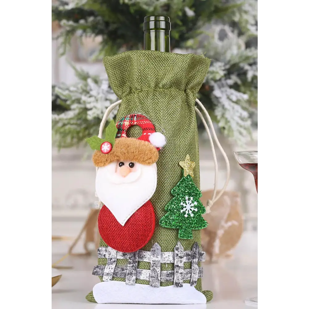 Drawstring Christmas Wine Bottle Covers