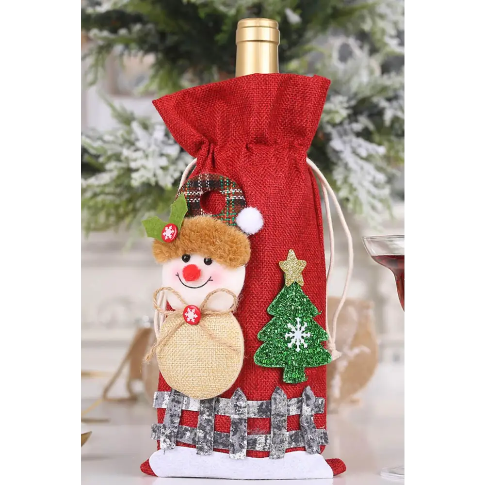 Drawstring Christmas Wine Bottle Covers