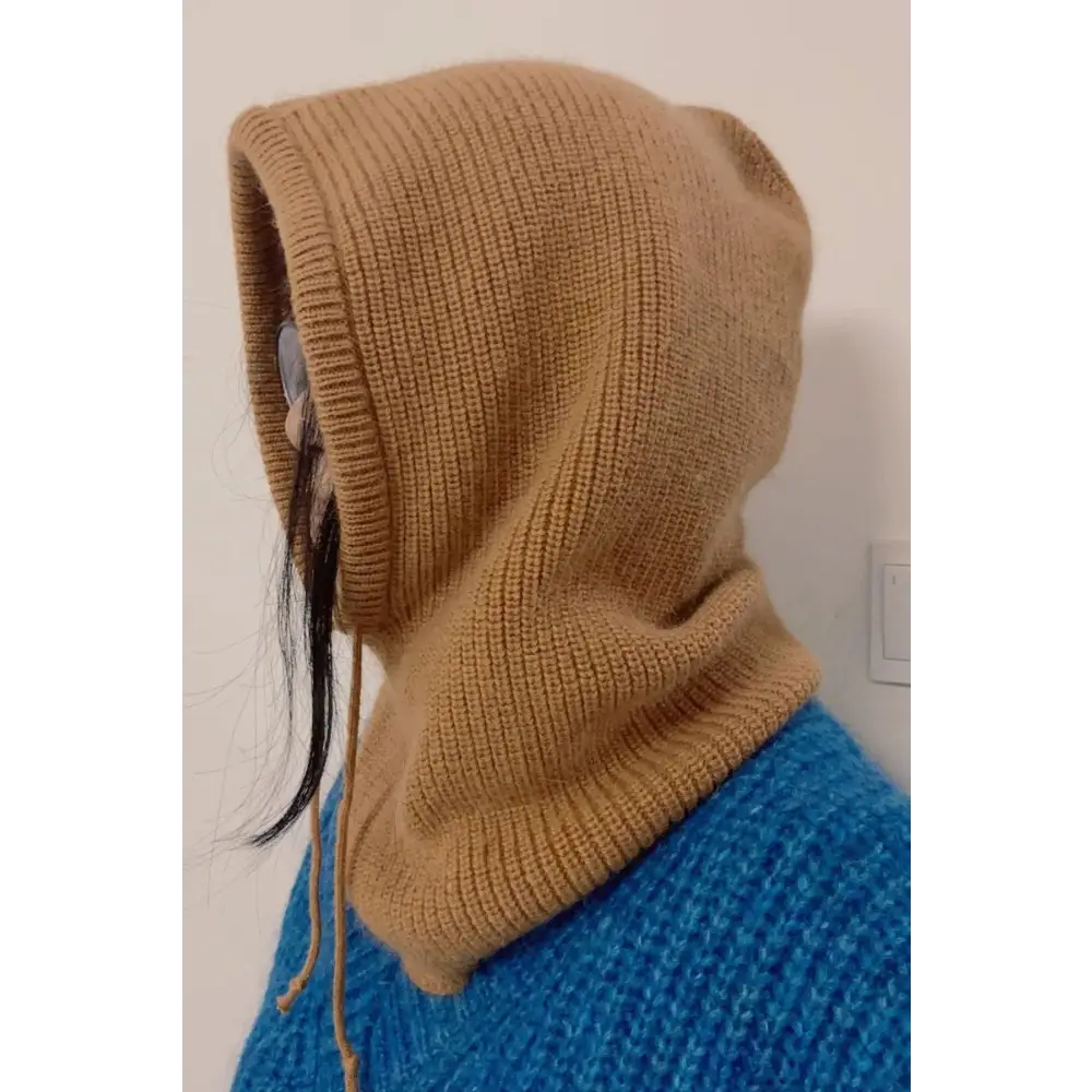 Drawstring Solid Color Thermal Knit Hat