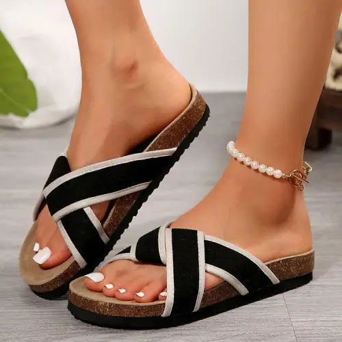 Contrast Open Toe Platform Sandals - CM Fashion