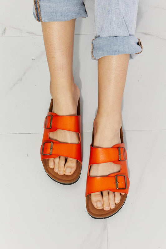 MMShoes Feeling Alive Double Banded Slide Sandals in Orange - CM