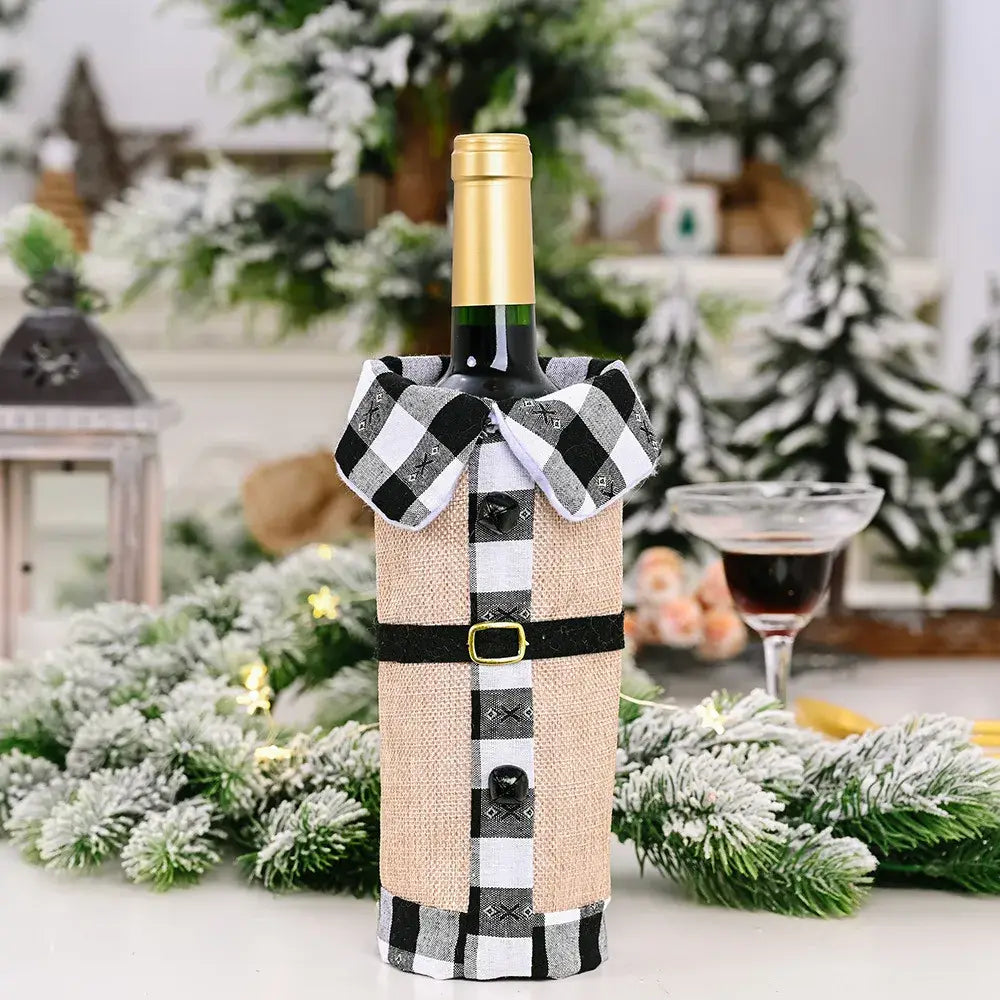 Festive Wine Bottle Covers Featuring Deer and Snowman Designs