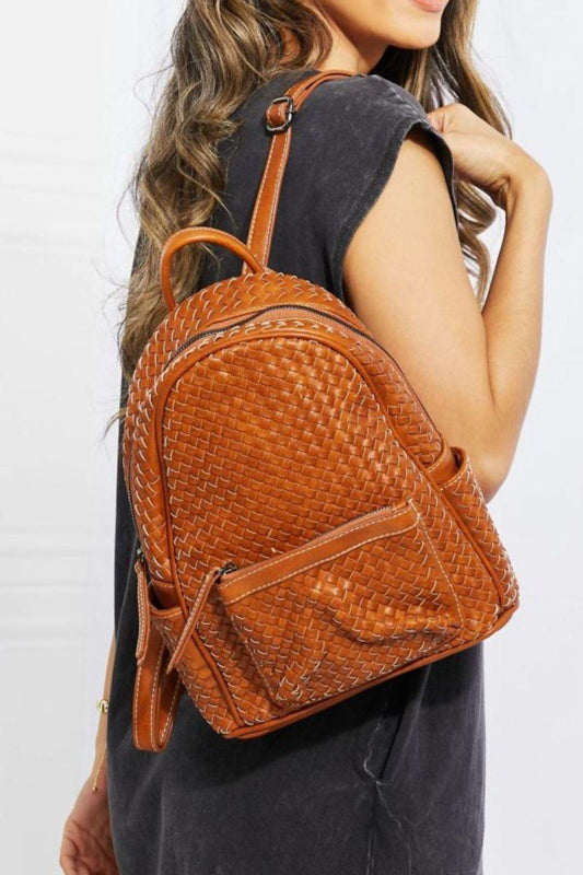 SHOMICO Certainly Chic Faux Leather Woven Backpack - CM