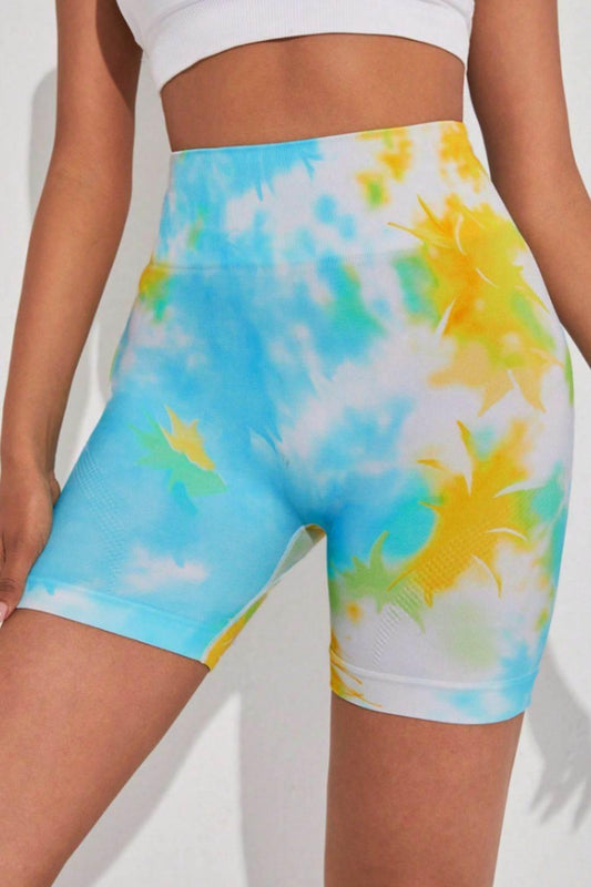 Tie-Dye Wide Waistband Sports Shorts - CM