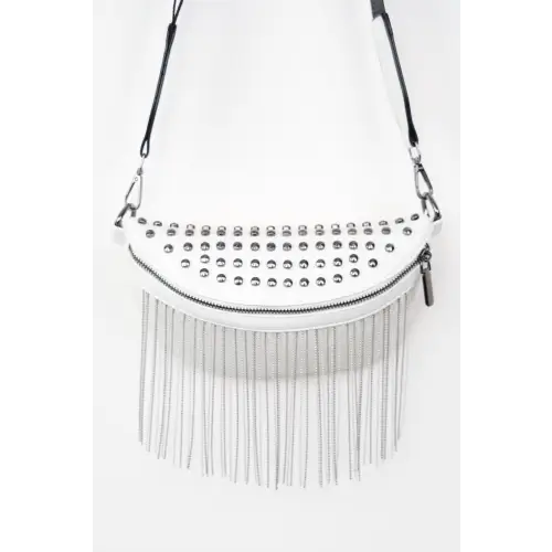 Edgy Leather Studded Sling Bag with Fringe Flair