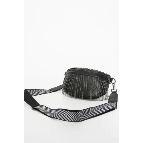Edgy Leather Studded Sling Bag with Fringe Flair
