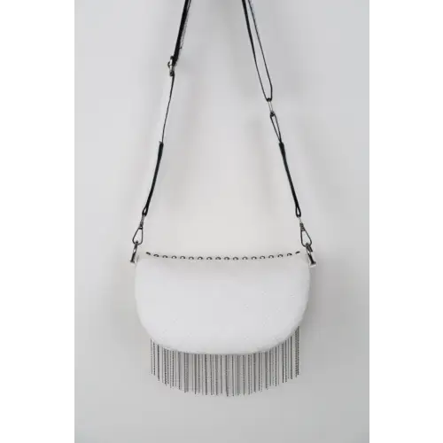 Edgy Leather Studded Sling Bag with Fringe Flair