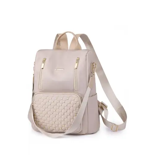 Edgy Zipper Pocket Beaded Backpack by ZENANA