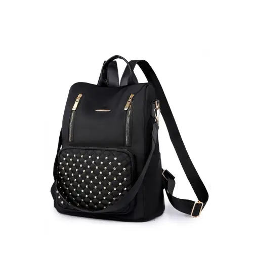 Edgy Zipper Pocket Beaded Backpack by ZENANA