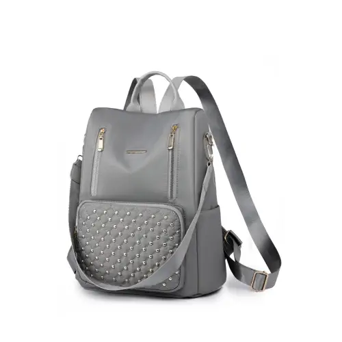 Edgy Zipper Pocket Beaded Backpack by ZENANA