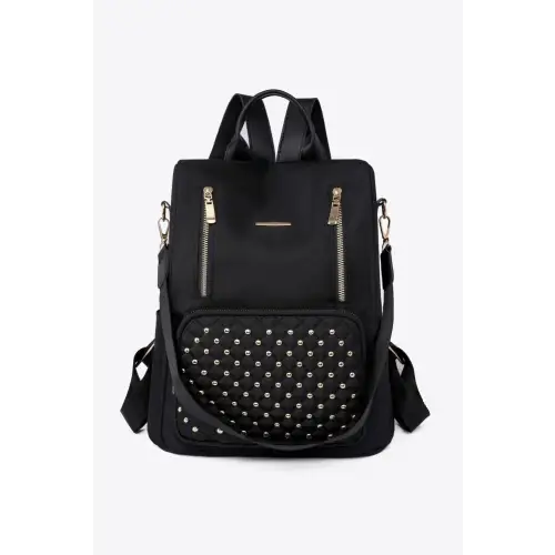 Edgy Zipper Pocket Beaded Backpack by ZENANA