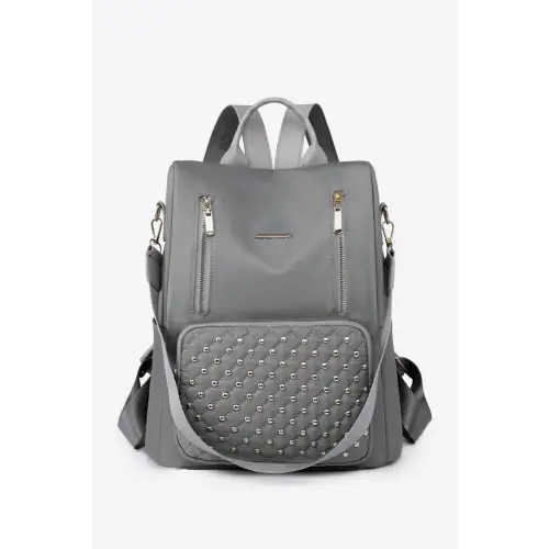 Edgy Zipper Pocket Beaded Backpack by ZENANA