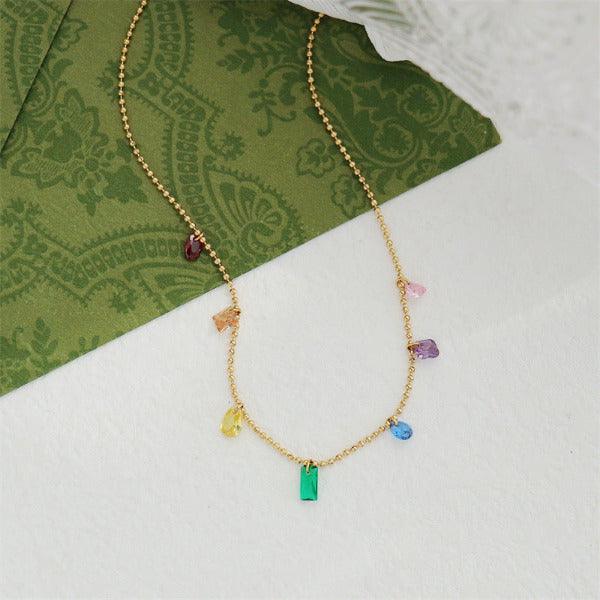 Trendy and fashionable geometric colored zircon design necklace bracelet anklet