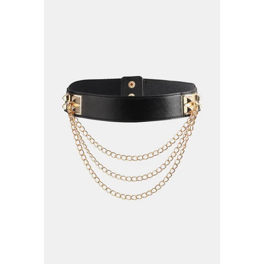 Elastic Belt with Chain - CM Fashion