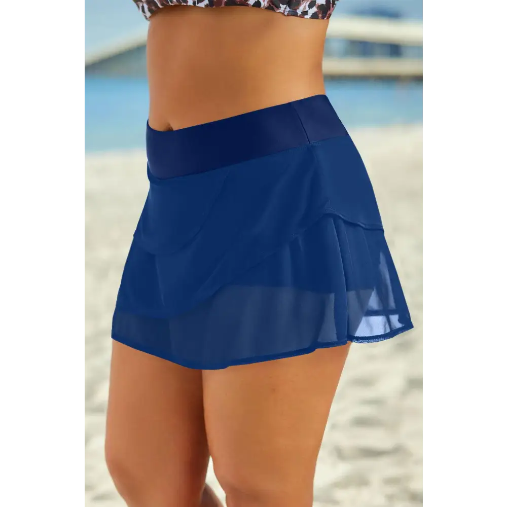 Shimmering Silver Elastic Waist Swim Skirt for Beach Elegance