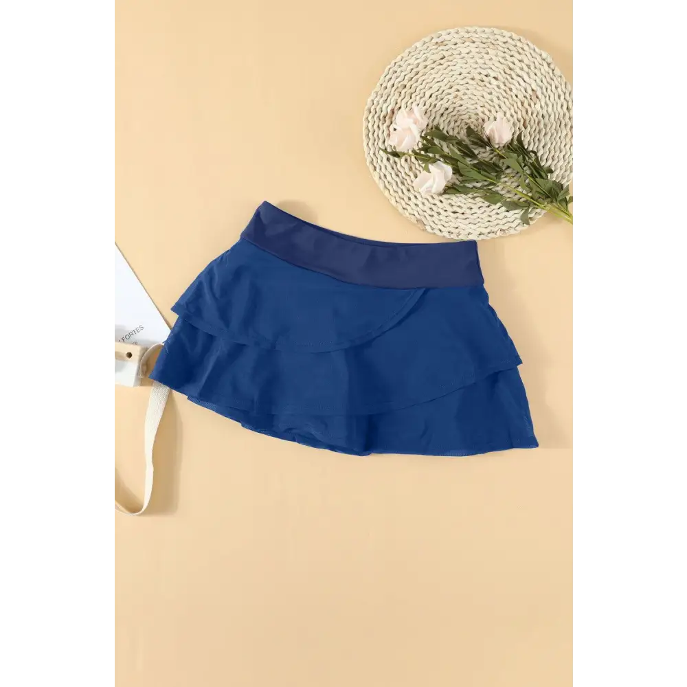 Shimmering Silver Elastic Waist Swim Skirt for Beach Elegance