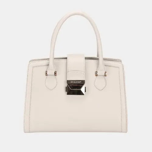 Elegant David Jones PU Leather Handbag in Timeless Beige