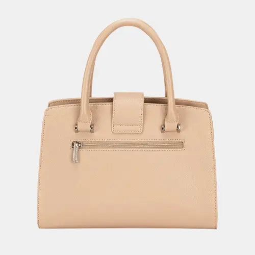 Elegant David Jones PU Leather Handbag in Timeless Beige