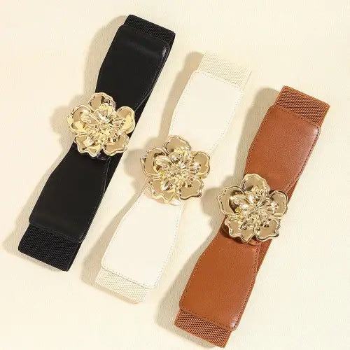 Flower Alloy Buckle Elastic Belt - CM Fashion