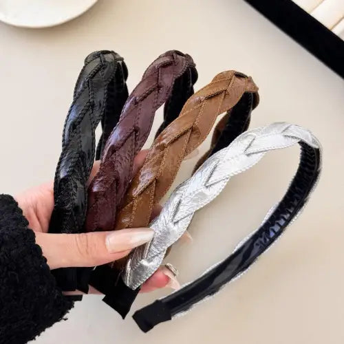 PU Leather Braided Hair Headband - CM Fashion