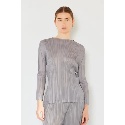 Marina West Swim Pleated Long Sleeve Boatneck Top - CM Fashion