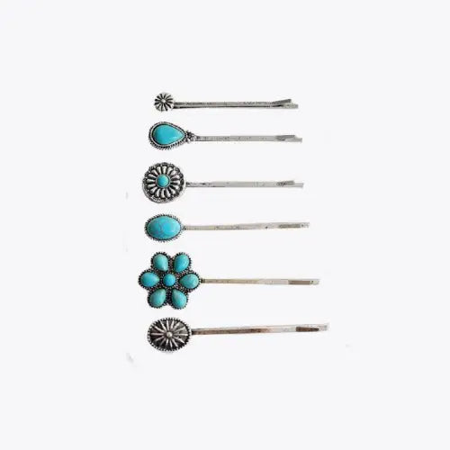 Turquoise Alloy Hairpin - CM Fashion