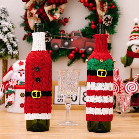 Cable-Knit Wine Bottle Covers - CM Fashion