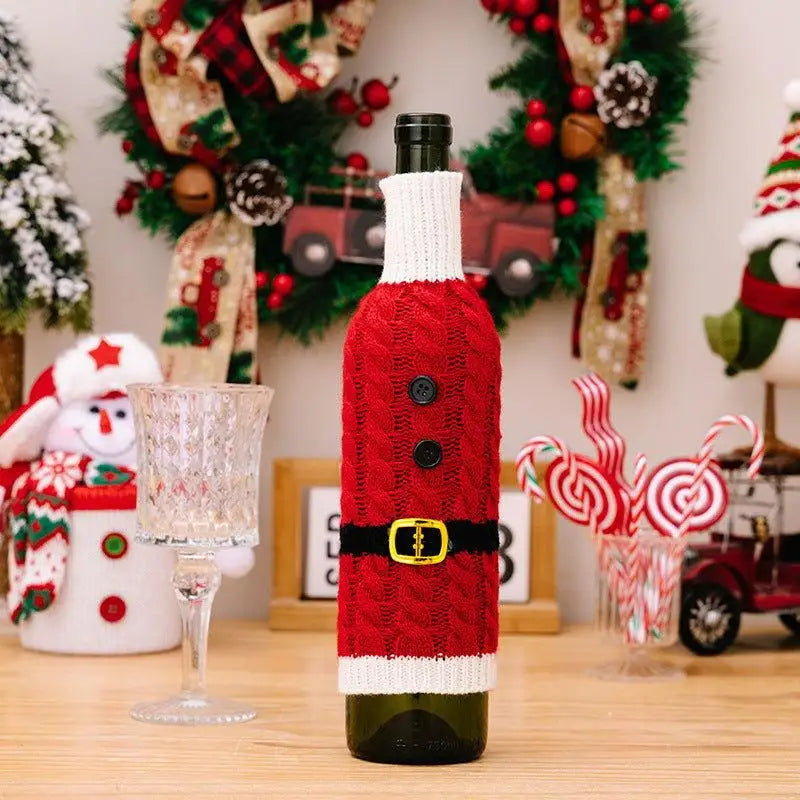 Elevate Your Festive Spirit with Cable-Knit Wine Bottle Covers