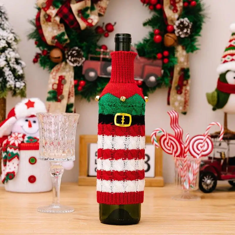 Elevate Your Festive Spirit with Cable-Knit Wine Bottle Covers