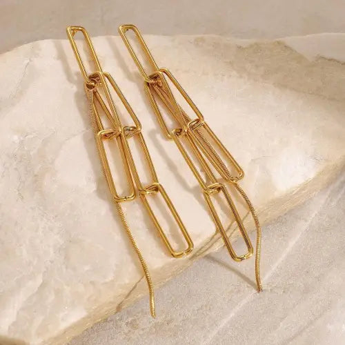 Elevate Your Look with Gold-Toned Tassel Design Luxury Style Earrings