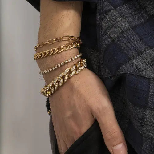 Elevate Your Look with Hip-Hop Style Bracelet Set in Gold-Toned Glam