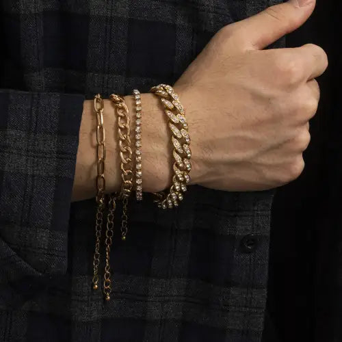 Elevate Your Look with Hip-Hop Style Bracelet Set in Gold-Toned Glam