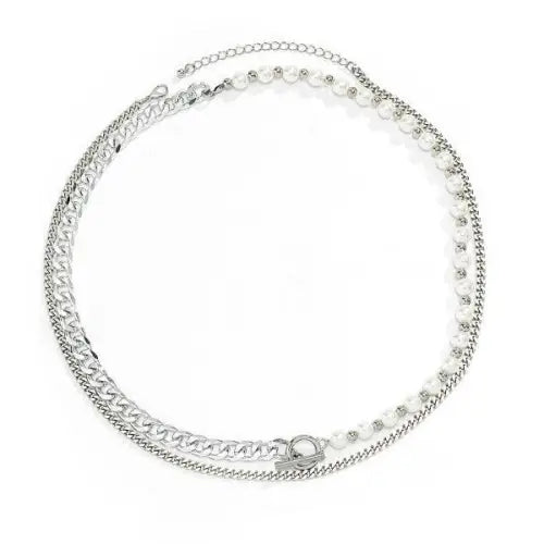 Elevate Your Look with Pearl Double Layer Hip-Hop Style Necklace