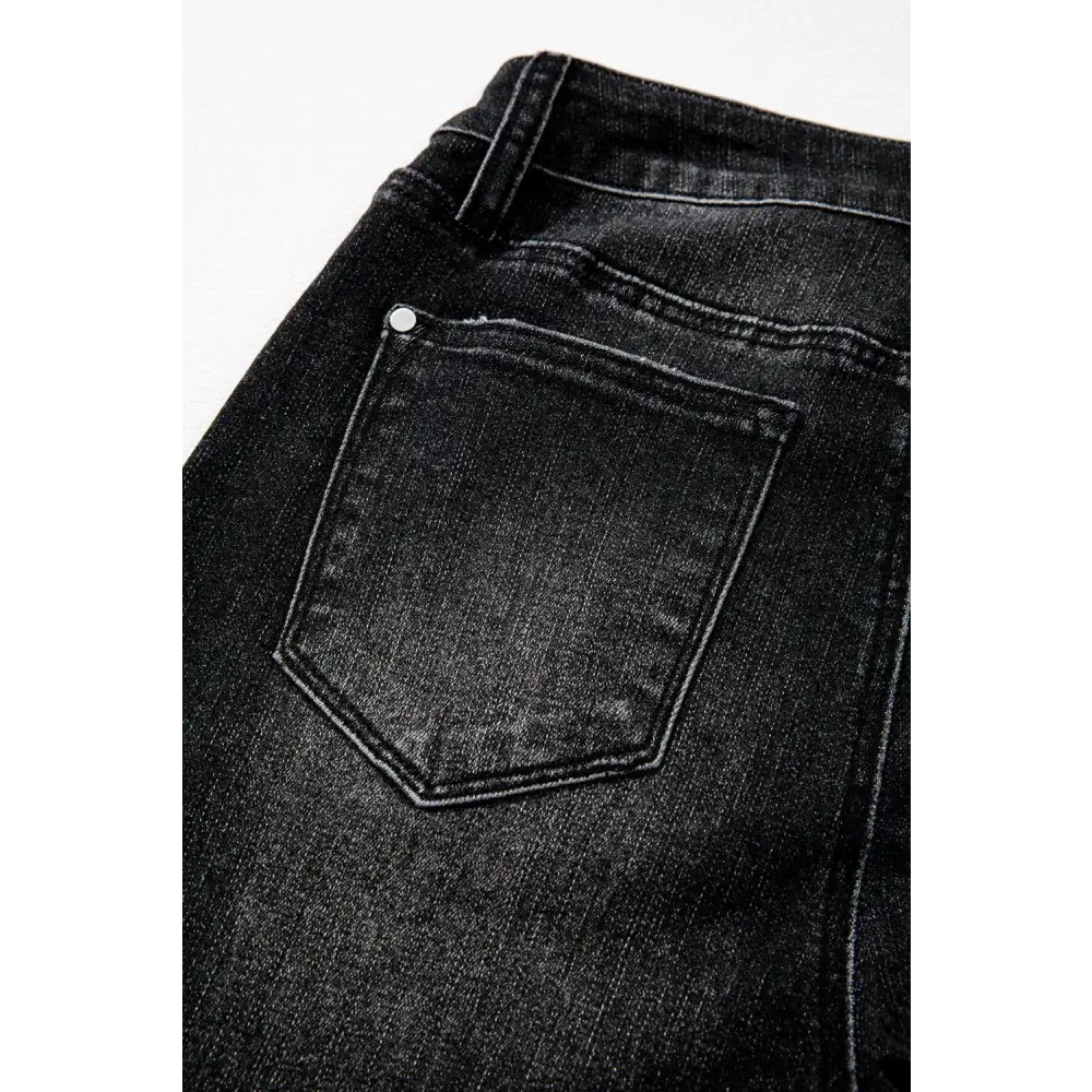 Elevate Your Style with Carbon Grey Mineral Wash Raw Hem Flared Jeans