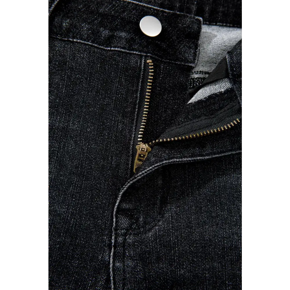 Elevate Your Style with Carbon Grey Mineral Wash Raw Hem Flared Jeans