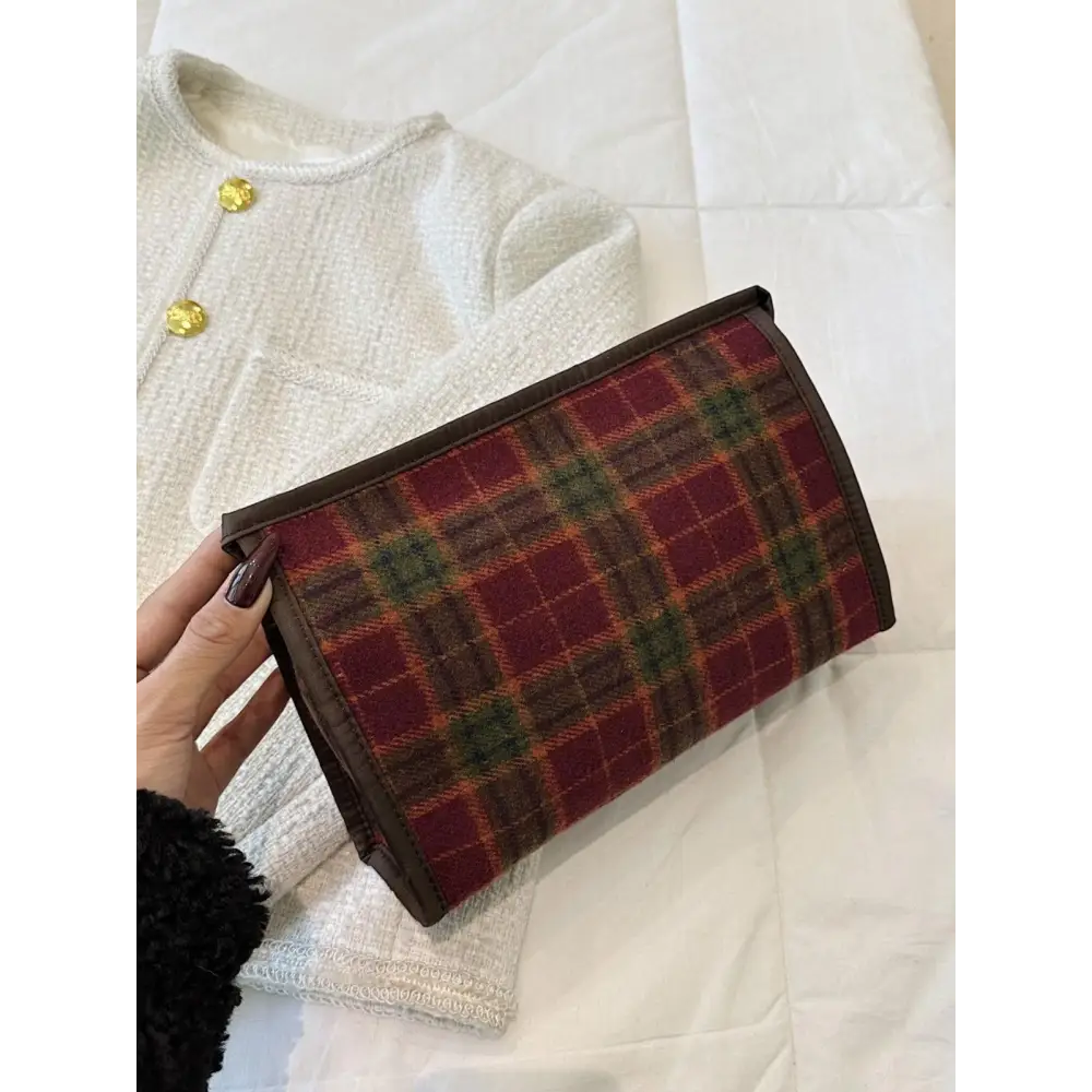 Elevate Your Style with the Original Contrast Plaid Clutch Bag