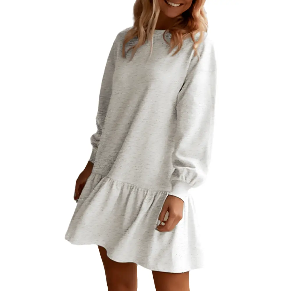 Embrace Style with the Ruffle Hem Mini Sweatshirt Dress