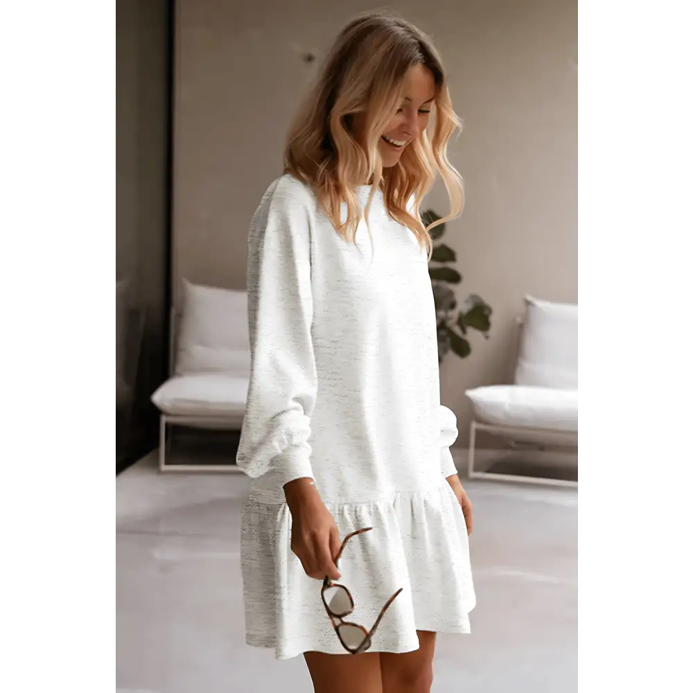 Embrace Style with the Ruffle Hem Mini Sweatshirt Dress