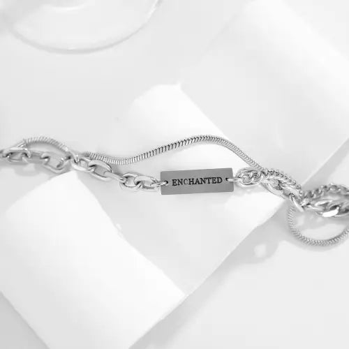 Embrace Style with the Silver Enchanted Hip-Hop Double-Layer Bracelet Only