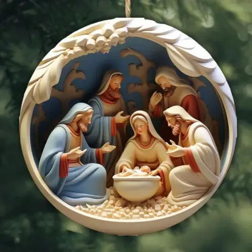 Enchanting Creative Christmas Acrylic Nativity Scene Car Ornament 