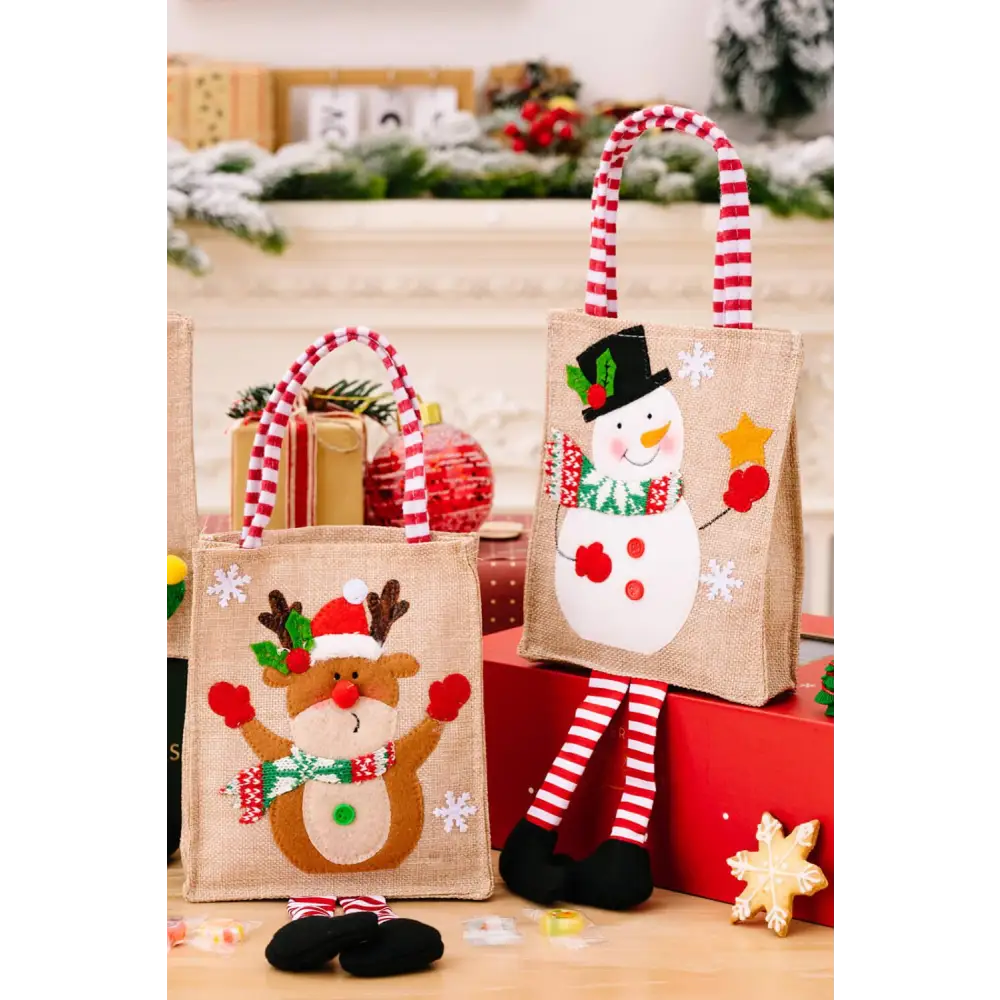 Enchanting Gnome Graphic Striped Gift Bags for Christmas Cheer